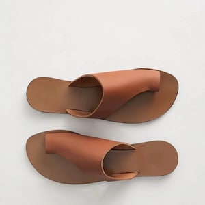 Greek leather sandals unisex, Tan color, Gift for men, Handmade high quality genuine leather sandals, barefoot men