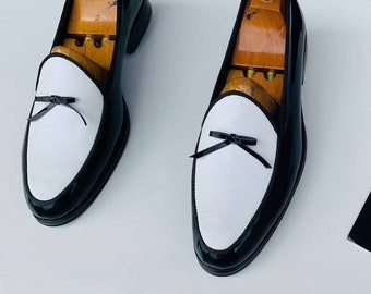 Patent leather X white leather loafers