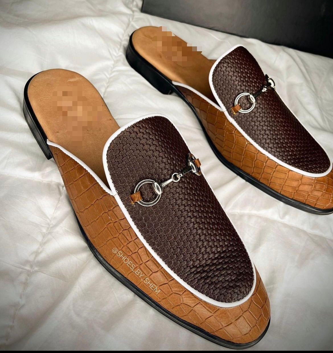 mens backless leather slip on shoes