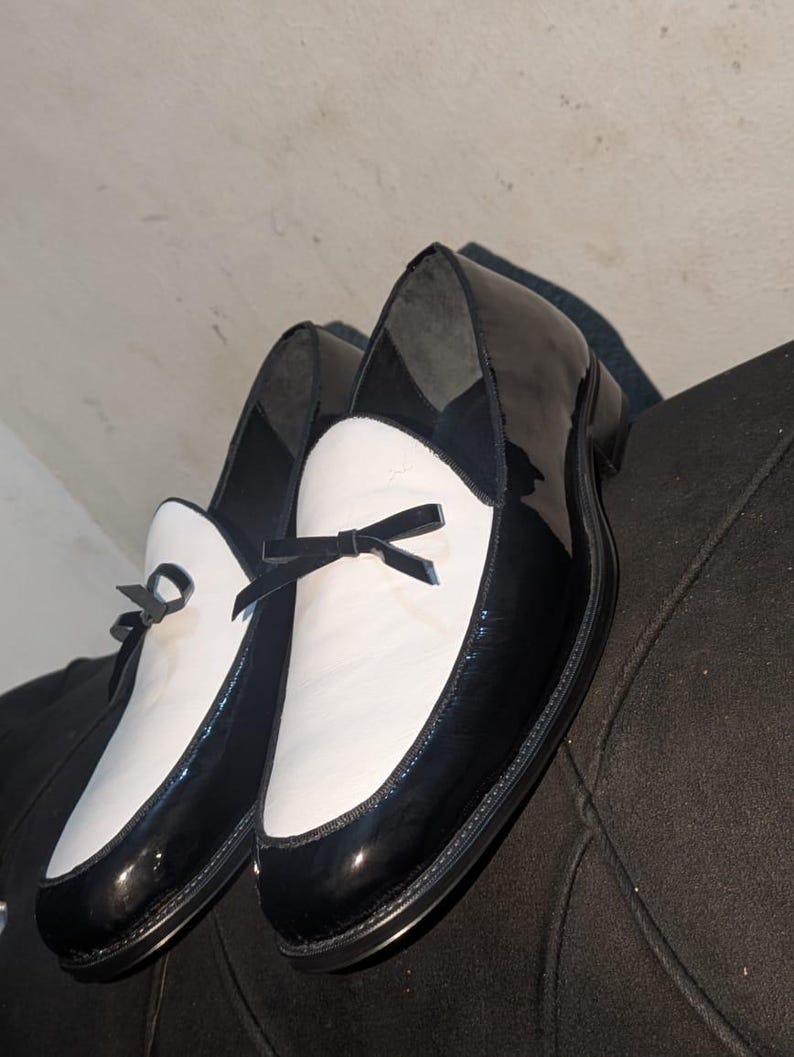 unique mens tuxedo loafer black white formal fashion