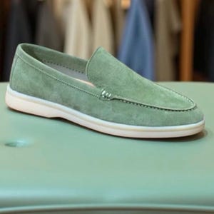 slim fit dress slacks Men's Sage Minimalist Suede Loafer main image 1