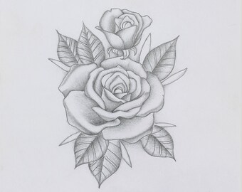 Rose Drawing Etsy Rose Drawing Etsy