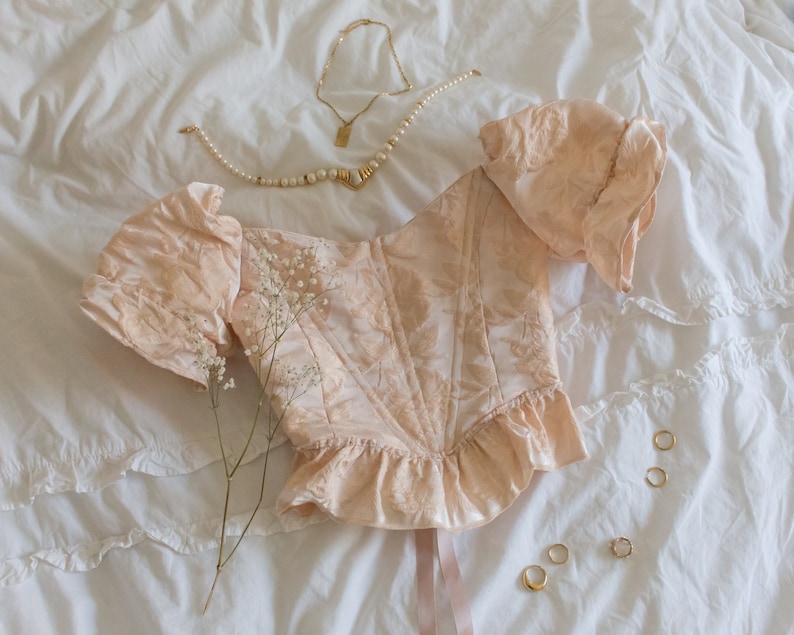 Layla Corset - Embroidered Linen with Ruffles & Gathers