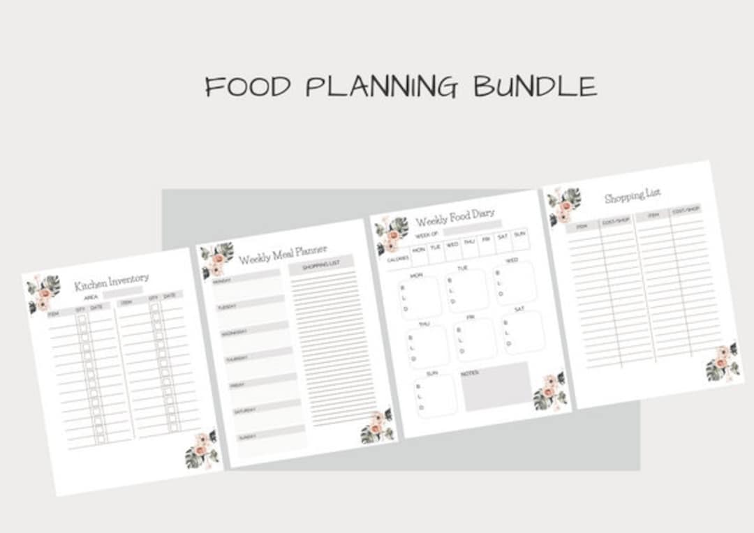 Boho Meal Planning Bundle - A4 Printable Food Planning Kit With Weekly ...