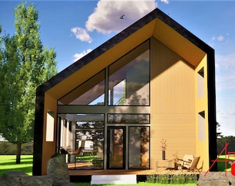 Cottage Plan, 24’ x 28’, 720 SF, 1 Bed, Tiny House Plans, Cabin Plans, Tiny House, Cottage Plan, A Frame House, Office Plan, Shed Plan,