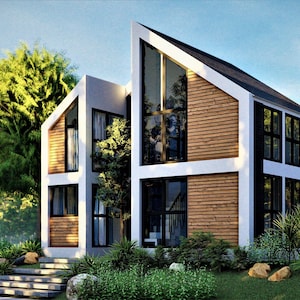 Cottage Plan, 24' x 32', 1,280 SF, 4 Beds, 3 Baths, Tiny House, Cabin Plans, A Frame House, House Plans, Prefab House, Tiny House Plans,