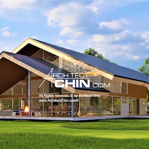 Modern House Plan, 2 Levels,  60’ x 76’, 2,720 SF,  3 Bed, 3 Bath, 3 Porches, Tiny Home, Cabin Blueprint, Cabin Plan, Small Cottage Plan,