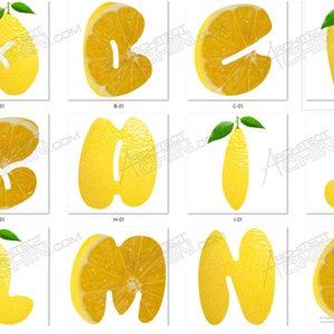 Fuente Limón / Alfabeto de Letras / Alpha Pack Descarga Digital / Arte Digital Imprimible / Clip Art / Fuente de Fruta / Fuente de Tipo Verdadero