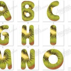 Kiwi Font / Letras Alfabeto / Alpha Pack Descarga Digital / Arte Digital Imprimible / Clip Art / Fuente de Fruta / True Type Font