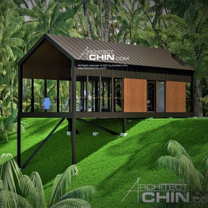 Tiny House Plans, 16’ x 32’, 512 SF, 1 Bed, Tiny House, Cabin Plans, Cottage Plan, A Frame, House Plans, Office Plan, Hill Slope House,