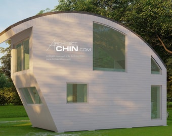 Modern Container Cabin Plan, 2-Level Tiny House (Digital Download)