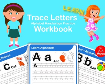 Tracing and Handwriting Workbooks for Children. Tracing Alphabets A to Z for Kindergarten.  For Preschoolers & Kindergarten Kids Ages 3-5!