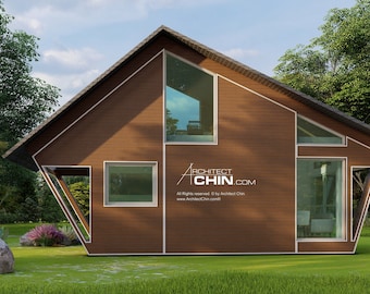 Modern Container Cabin Plan, 256 SF, A-Frame (Digital Download)