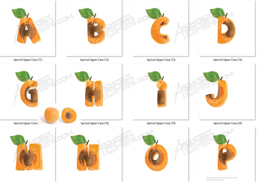 Apricot Font / Letters Alphabet Alpha Pack Digital Download Printable