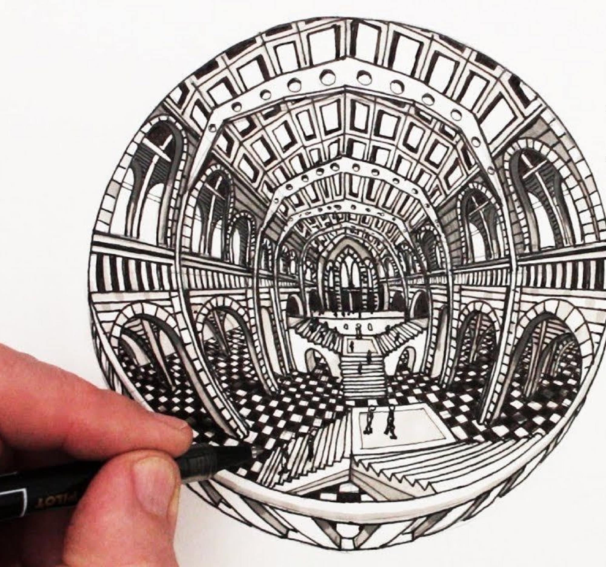 Sphere 5 Point Perspective Grid Printable Template Sphere Etsy