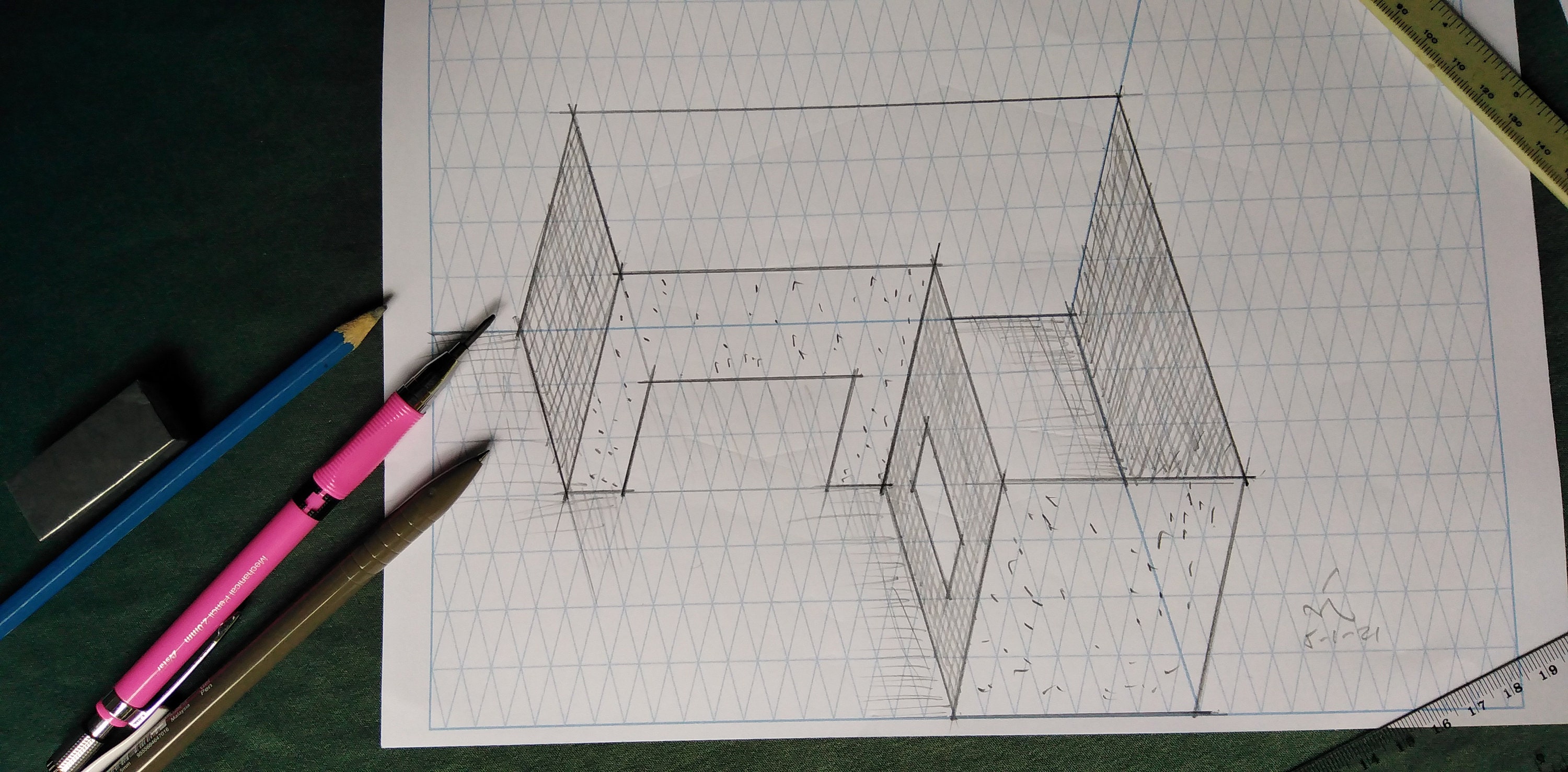 3D Sketch Perspective Grid Printable, Printable Grid, Drawing Grid ...