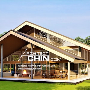 Modern House Plan, 2 Levels,  60’ x 76’, 2,720 SF,  3 Bed, 3 Bath, 3 Porches, Tiny Home, Cabin Blueprint, Cabin Plan, Small Cottage Plan,