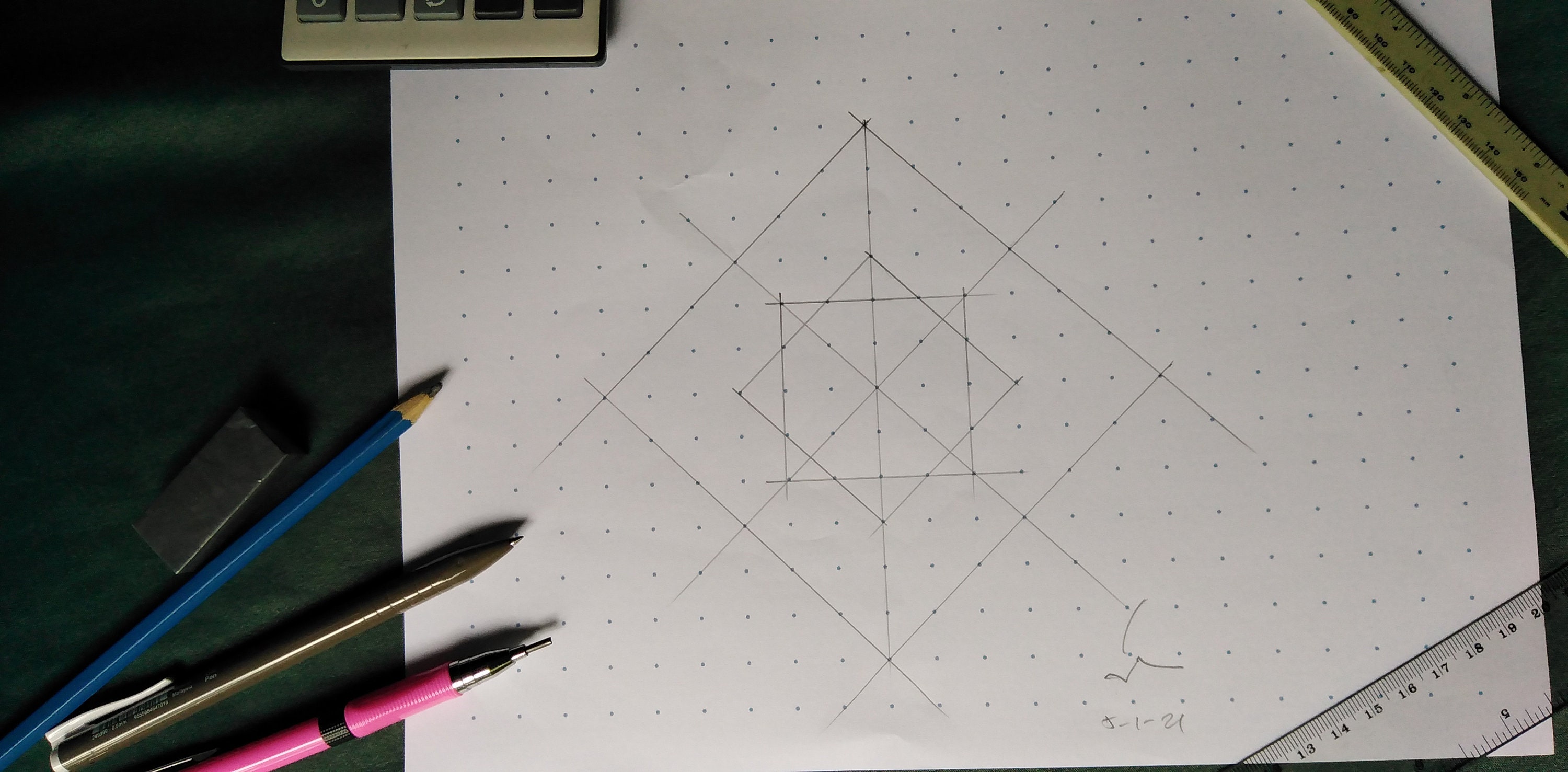 Dot Grid Printable Template, Dot Printable Grid, Drawing Grid