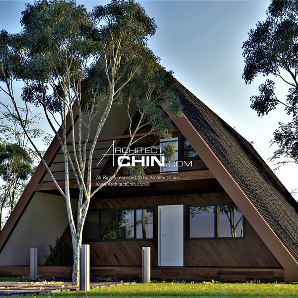A-Frame House Plan, 3 Bed Cabin, 1600 SF (Digital Download)