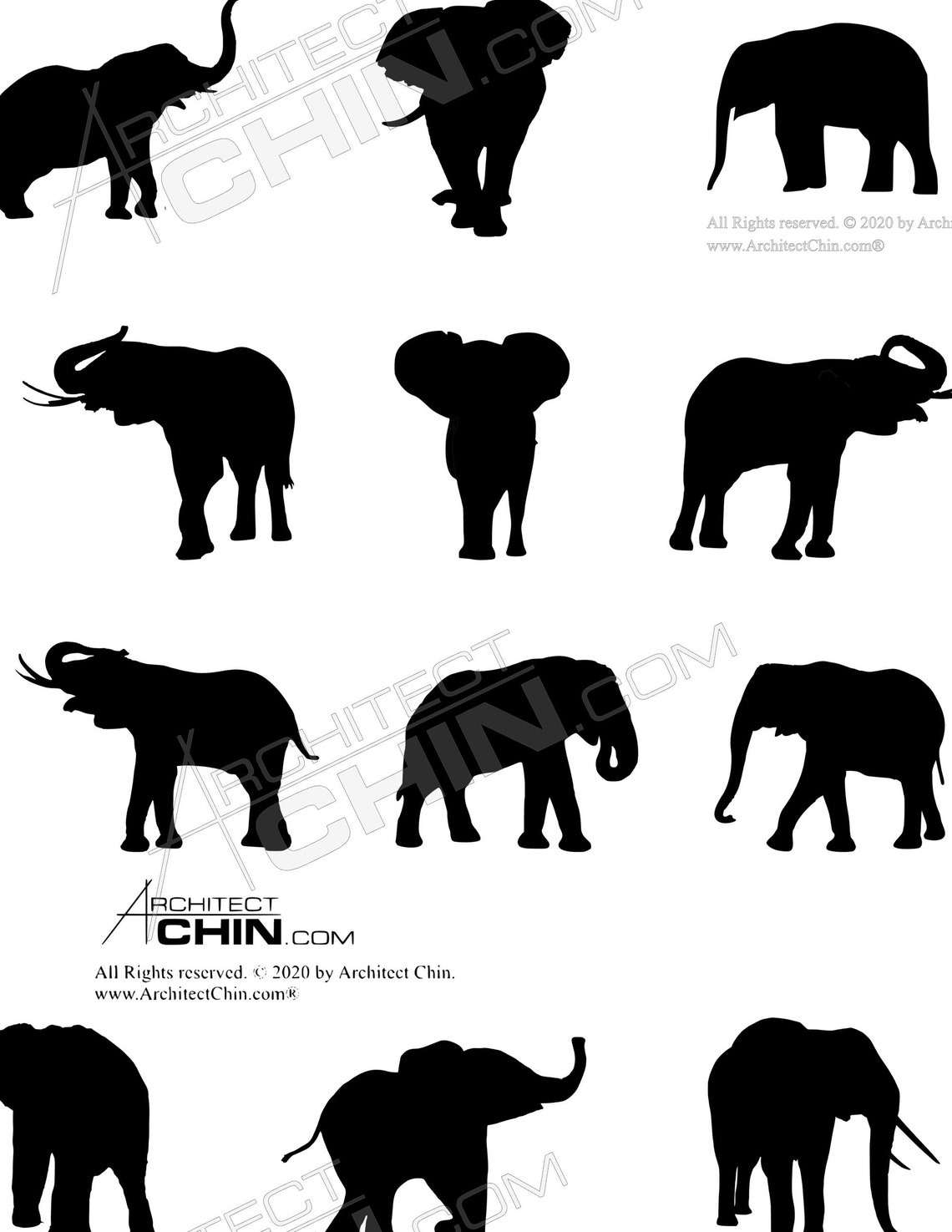Elephant Silhouette Printable Digital Download Elephant - Etsy