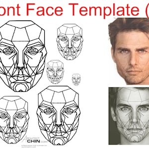 Male Face Template, Male Face Ratio, Male Face Grid, Front Face Template, Male Face Sketch, Golden Ratio Grid Template, Fibonacci Grid, Face