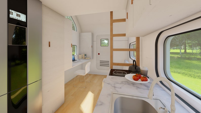 Mobile Home, Caravan, Cottage Plan, 8' x 16', 128 SF, Living, Loft Bed, Cabin Plan, Tiny House, Office Plan, , Trailer Home, DIY House Plan image 8