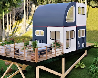 Mobile Home, Caravan, Cottage Plan, 12' x 16'x 16’ H, 288 SF, Living, Bath, Kitchen, Cabin Plan, Tiny House, Office Plan, DIY House Plan