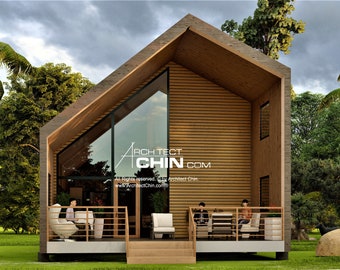 Tiny House Plans, 24' x 44', 1,376 SF, 1 or 2 Beds, Tiny House, Cabin Plan, Cottage Plan, A Frame House, House Plan, Prefab House, Tiny Home