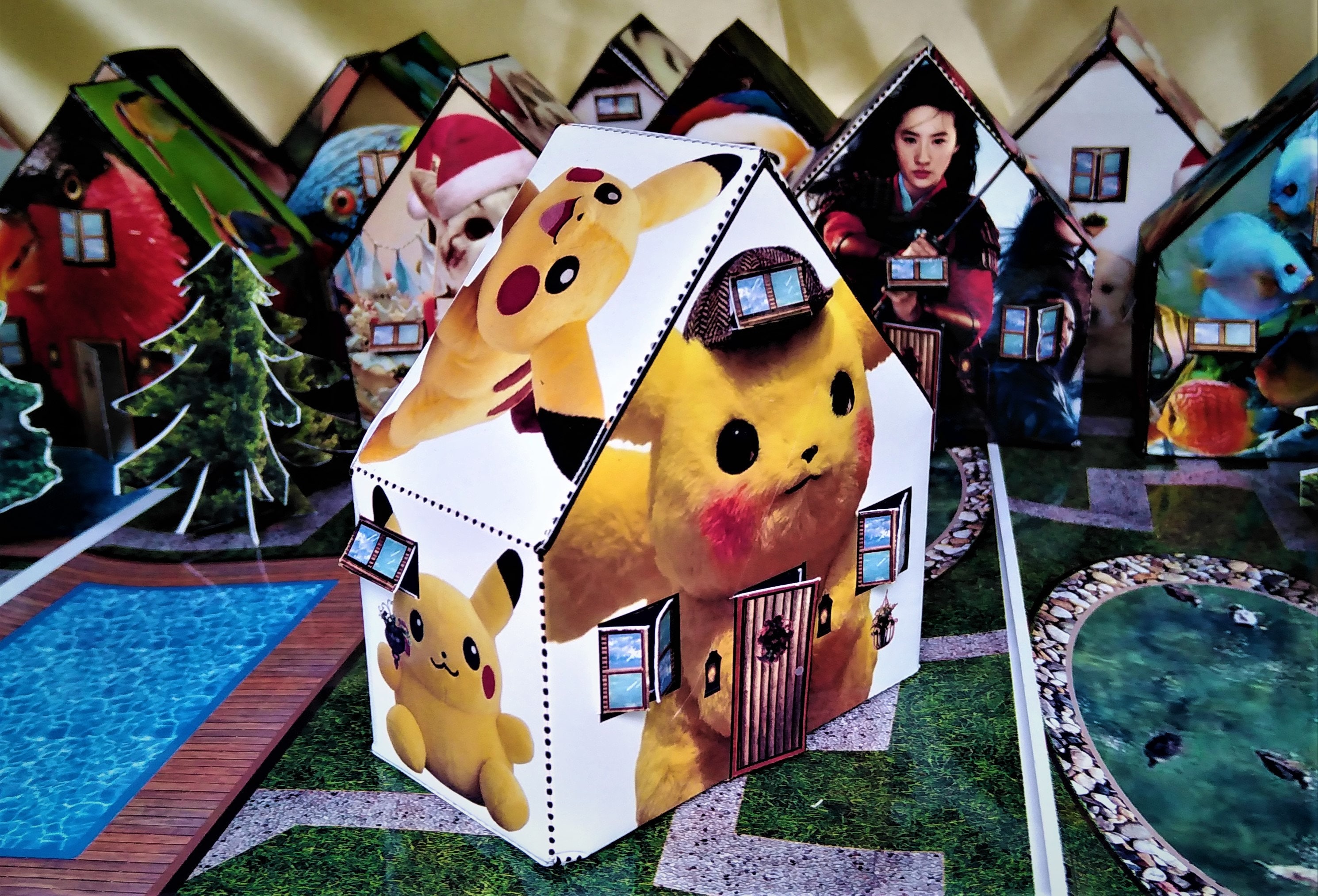 DIY Doll House, Origami, Toy House, Pokémon Doll House, Pikachu