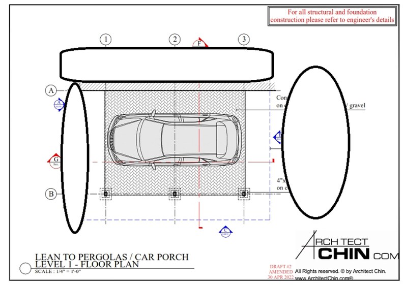 Pergola, Car Porch, 8 W X 16 L X 86H, Cabana Plan, Gazebo Plan, Shed, Shelter, Green House Plan