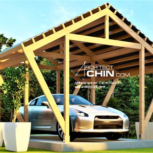 Pergola, Car Porch, 8’ W x 16’ L x 8’6”H, Cabana Plan, Gazebo Plan, Shed, Shelter, Green House Plan, Covered Porch, Hut, Shelter, Tool Shed