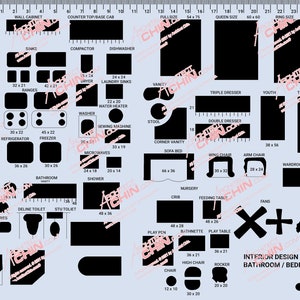 Interior Design Furniture Layout Kit, Room Furniture Layout, 3 Templates, Interior Design, House ...
