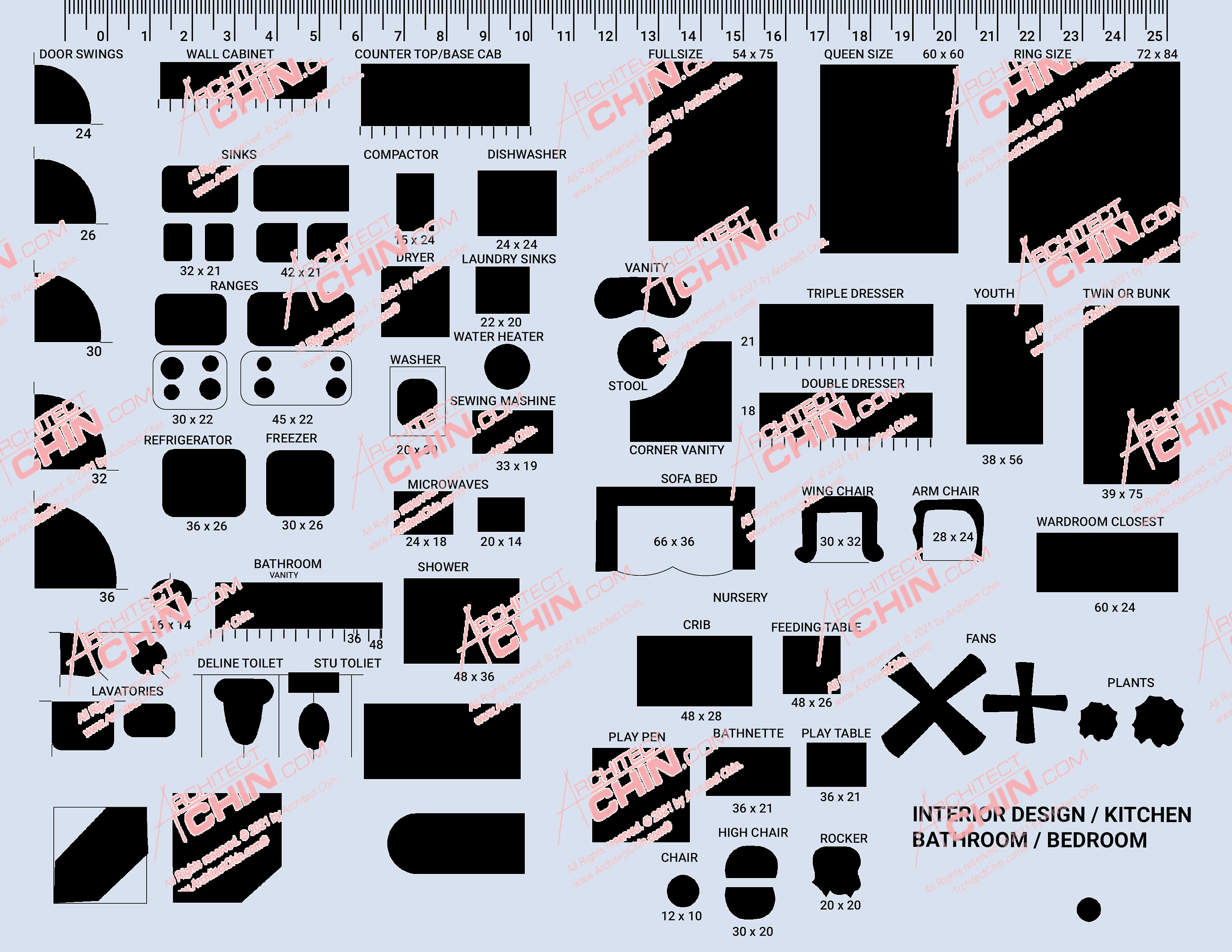 Interior Design Furniture Layout Kit, Room Furniture Layout, 3