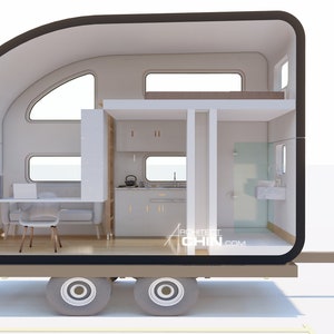 Mobile Home, Caravan, Cottage Plan, 8' x 16', 128 SF, Living, Loft Bed, Cabin Plan, Tiny House, Office Plan, , Trailer Home, DIY House Plan image 9