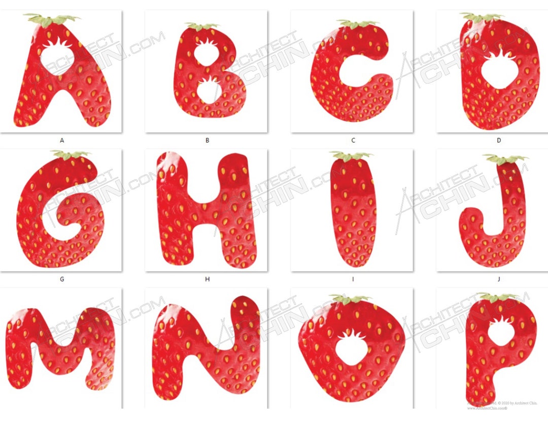 Strawberry Font / Strawberry Letters Alphabet Digital Etsy