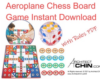 Aeroplane Chess Printable Board Game, Aeroplane Chess Printable Game, Aeroplane Chess Game, Chess Game, Family Game, Kids Board Game