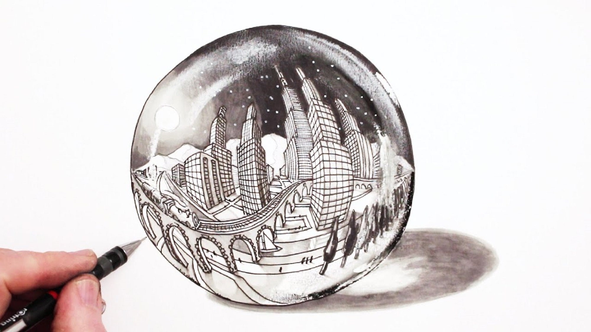 Sphere 5 Point Perspective Grid Printable Template Sphere Etsy