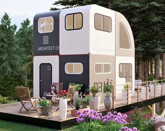 Mobile Home, Caravan, Cottage Plan, 12' x 16'x 16’ H, 288 SF, Living, Bath, Kitchen, Cabin Plan, Tiny House, Office Plan, DIY House Plan