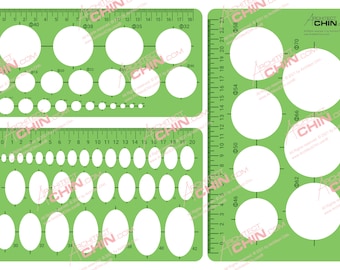 Circle and Oval Templates, 3 PNG, Ellipse Templates, Measuring Templates, Rulers, Digital Drawing for Office, School, Drawings Templates