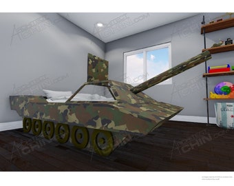 Tank Bed Plan, Kids Bed Plan,  Furniture Blueprints, Bed Plans, Plywood Furniture Design, Modern Furniture Plans, DIY Furniture, Bed Build,