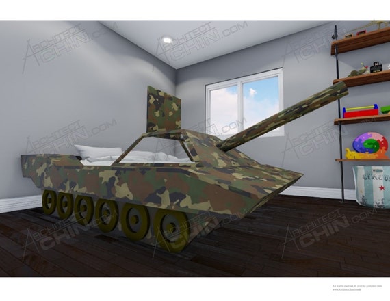 Tank Bed Plan, Kids Bed Plan,  Furniture Blueprints, Bed Plans, Plywood Furniture Design, Modern Furniture Plans, DIY Furniture, Bed Plan
