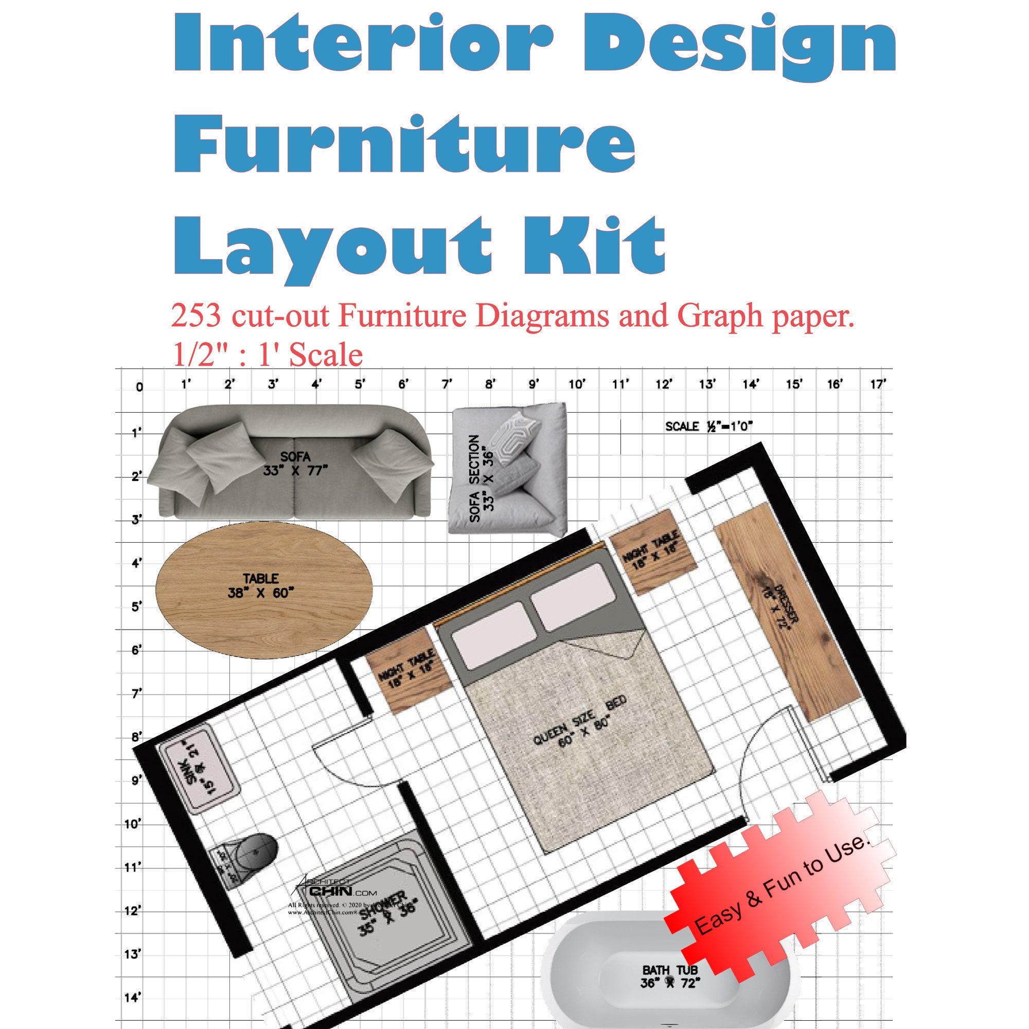 Interior Design Furniture Layout Kit / Room Furniture Layout / | Etsy