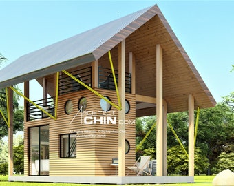 Container Cabin Plan, 8' x 20', 752 SF, 3 Level, Tiny House, Office Plan, Shed Plan, DIY House Plan, A Frame House, House Plan, Cottage Plan