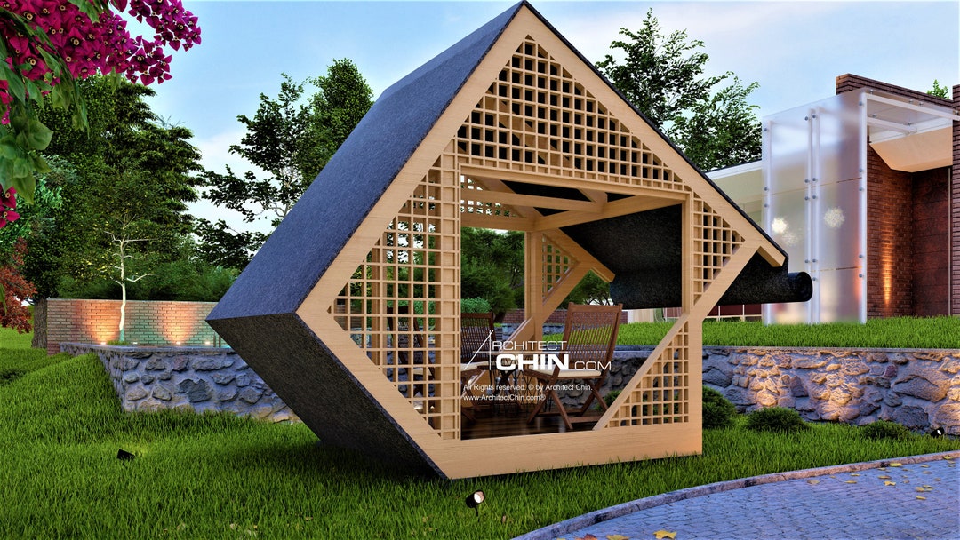 Cabana Plan, 8'W x (8' to 16') L x 12'H, 64 to 128 SF, Gazebo Plan