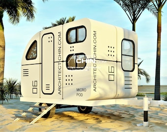 Mobile Home, Caravan, Cottage Plan, 8' x 12'x 8’H, 96 SF, 2 Beds, Cabin Plan, Tiny House, Office Plan, Trailer Home, DIY House Plan