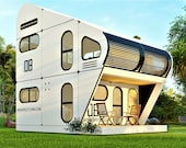 Modern Tiny House Plan, 608 SF, 2-Level Cabin (Digital Download)