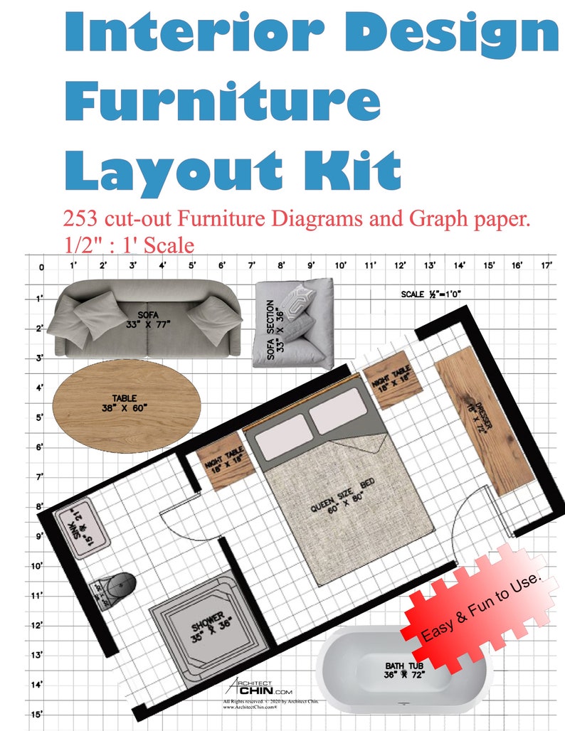 Interior Design Furniture Layout Kit / Room Furniture Layout / Modern Interior Design / House Plan, Modern House Plan, House Design Template image 3