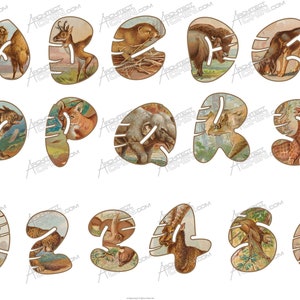 Animal Antique Letters, Animal Vintage Letters Alphabet, Vintage letter, Vintage Vinyl, vintage letter, Animal Safari, Animal Vintage, Vinyl