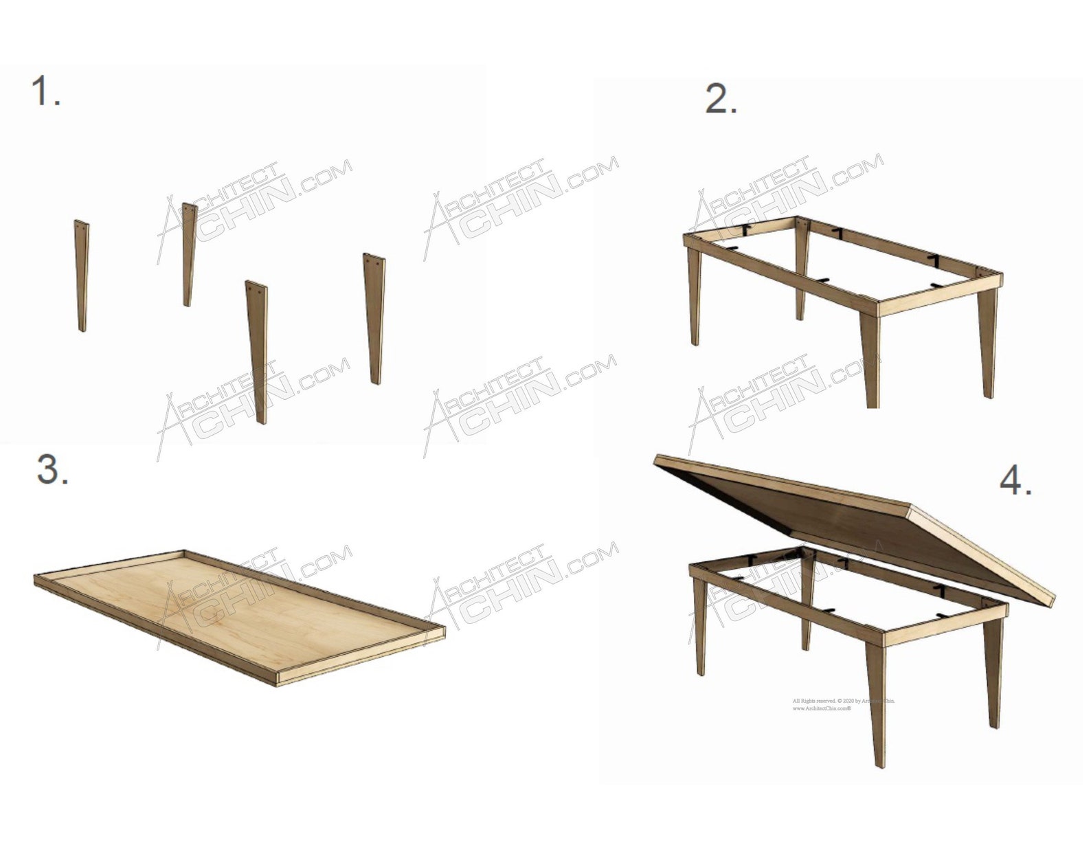 Plywood Ping Pong / Dining Table, Furniture Blueprints, Ping Pong Table