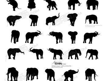 Elephant Silhouette Black, Printable, Digital Download, Elephant Clip Art, Animal Silhouette, Animal Clip Art,  Animal Graphics, Animal, PNG